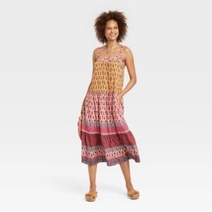 NWT Knox Rose Pink and Yellow Midi Dress